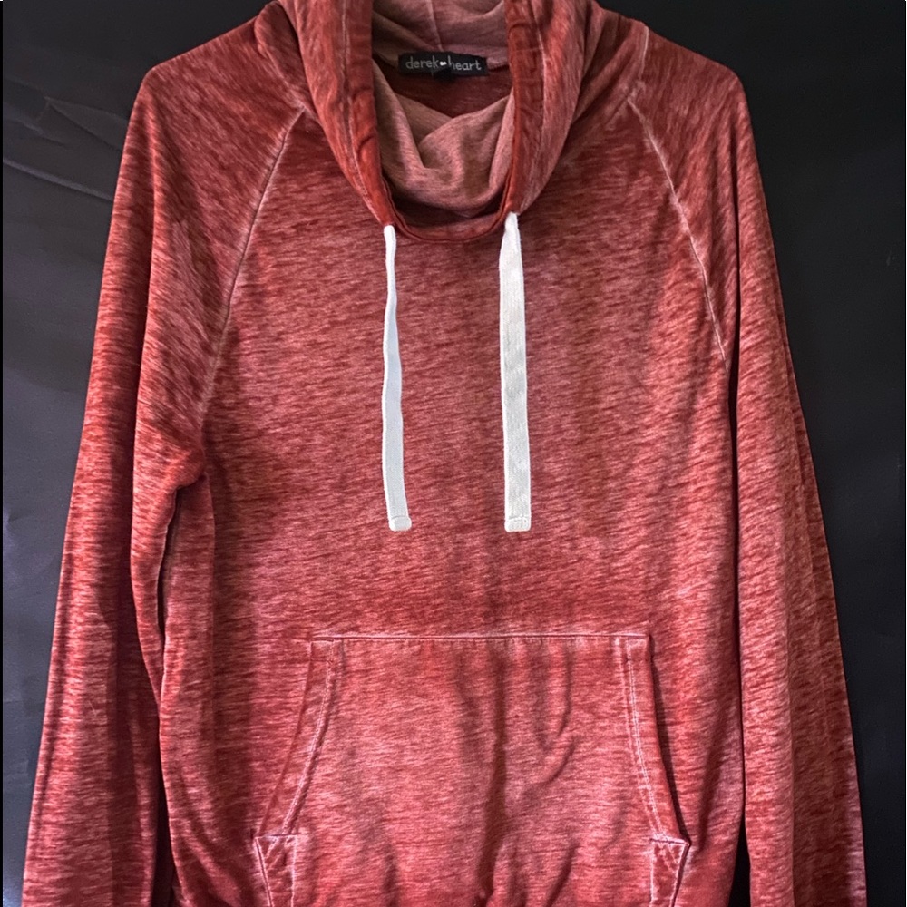 Long sleeve red large collard sweater.